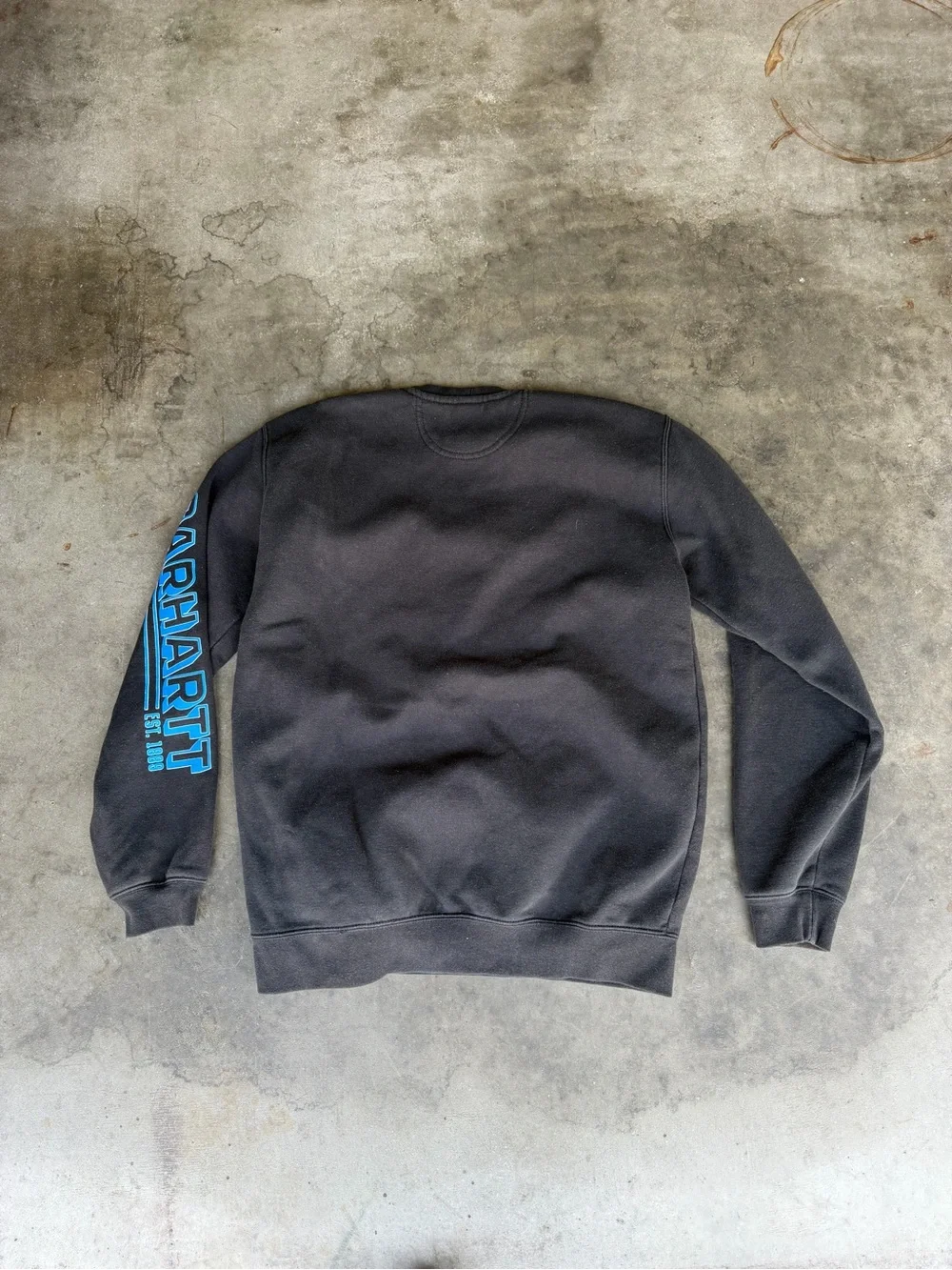 Carhartt Mens M Regular Black Crewneck Logo Sleeve Graphic Sweatshirt Loose Fit